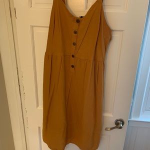 Mustard Linen Dress with Pockets